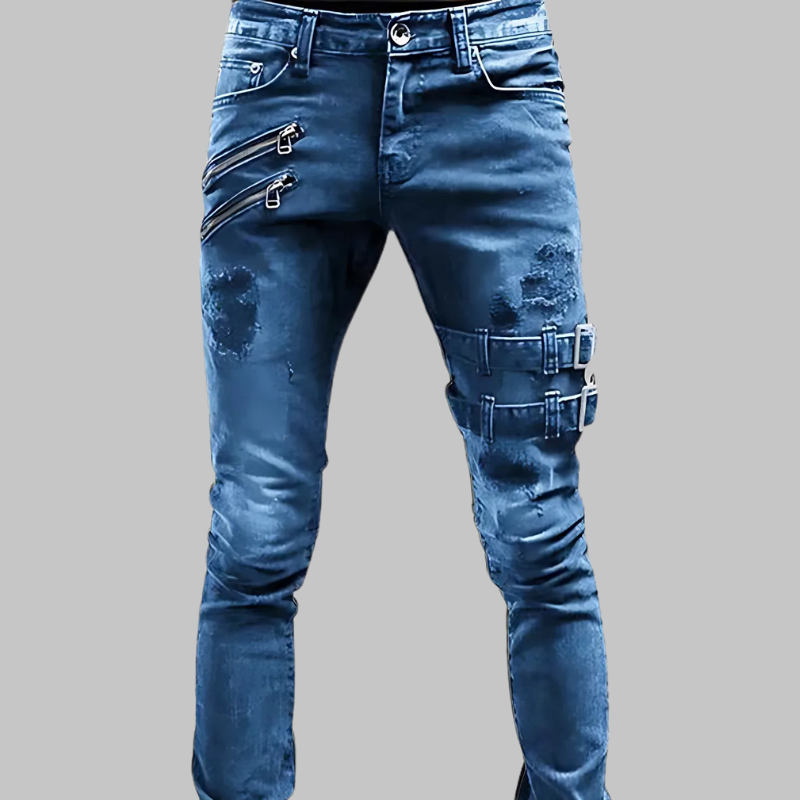 Edgy Buckle Jeans for Men