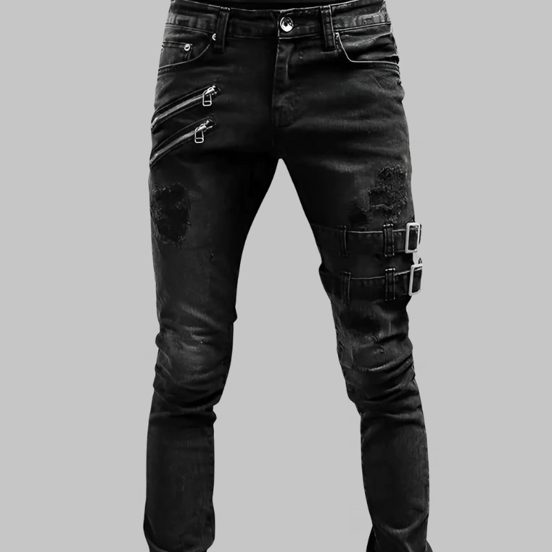 Edgy Buckle Jeans for Men